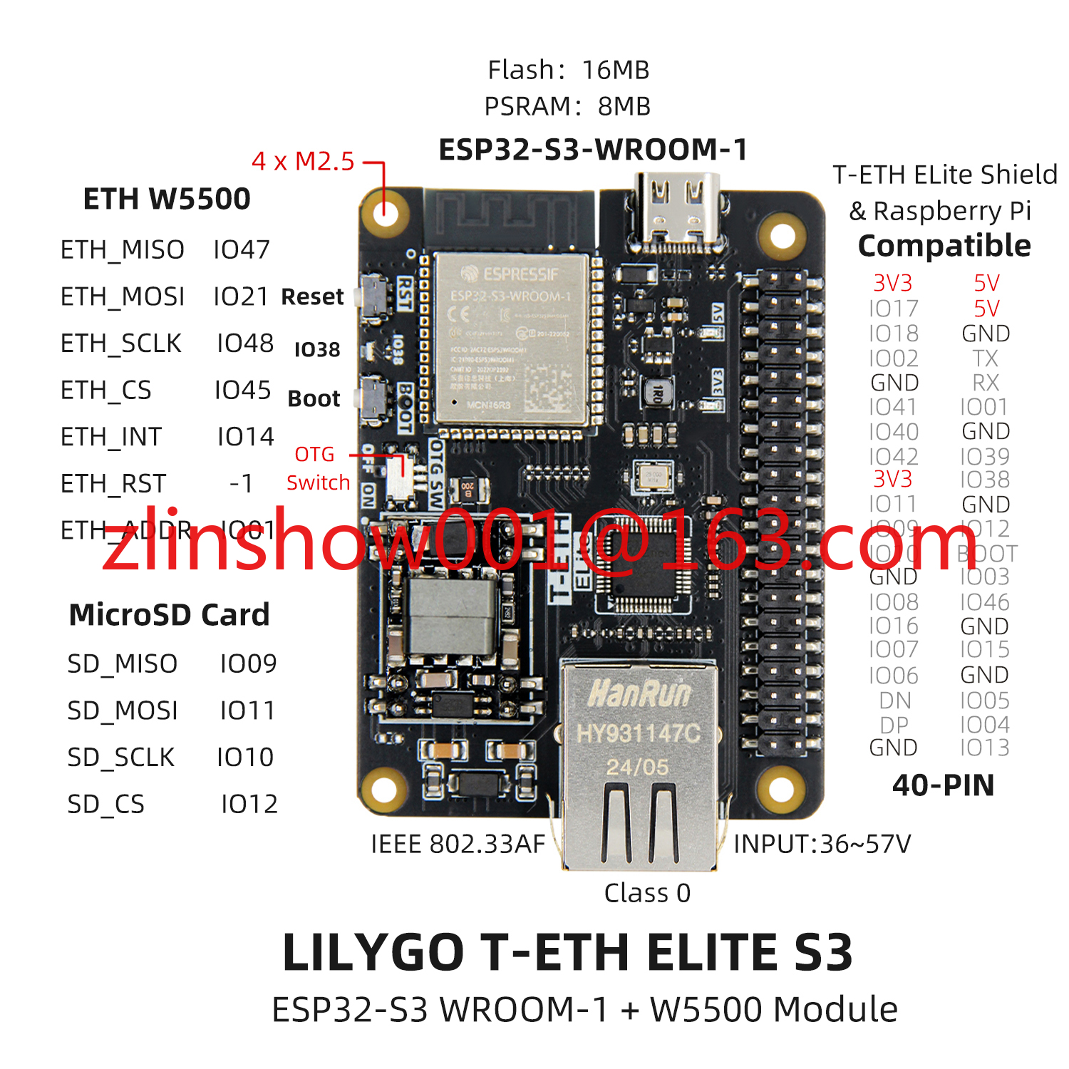 T-ETH-ELite ESP32-S3 Ethernet  - огляд і ціна Ethernet Module W5500