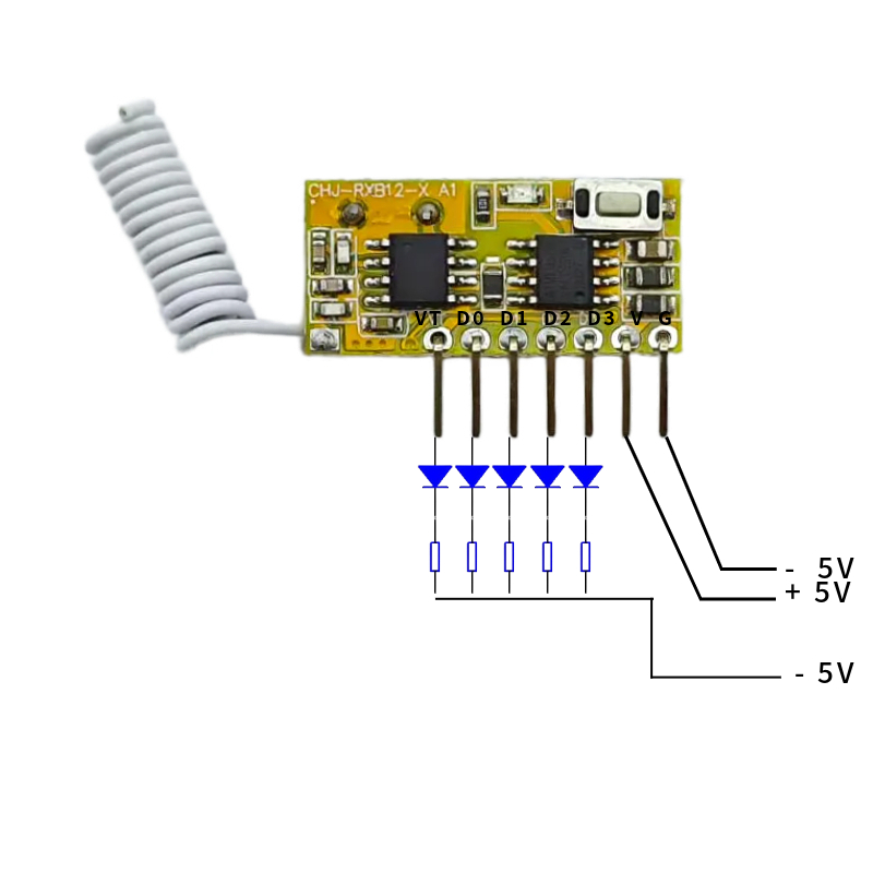 5V DC 4channel RF Receiver Tra - огляд і ціна 433Mhz Receiver Module