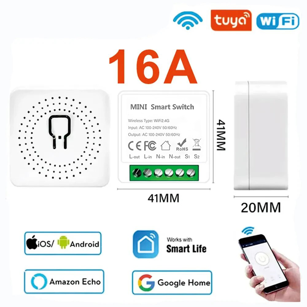 MINI 16A Tuya Wifi Switch DIY  - огляд і ціна Diy Home Automation Controller